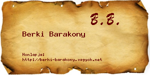 Berki Barakony névjegykártya